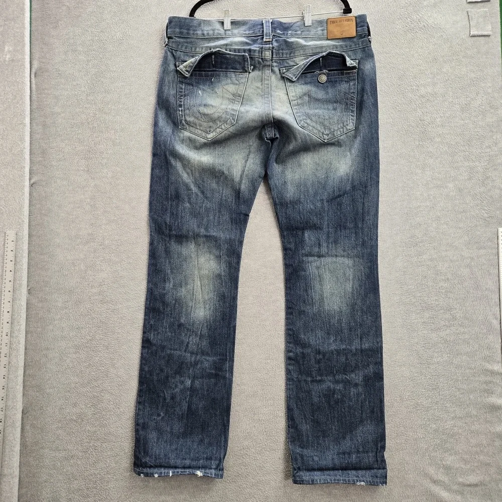 True Religion Men Jeans 38 Blue Denim Ricky Straight Button 32